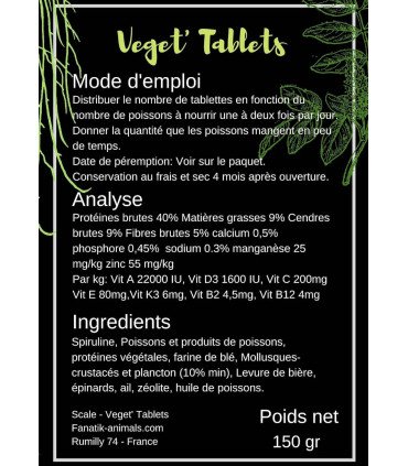 Scale Veget’Tablets – Nourriture pour poissons de fond herbivores