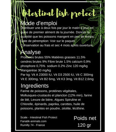Scale Intestinal Fish Protect - Aliment enrichi en vermifuges naturels pour tout poissons.